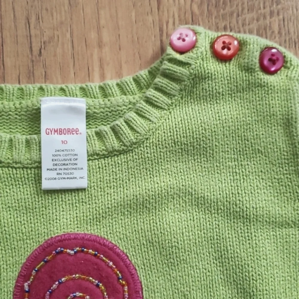 Gymboree Girls Green Candy Beaded Lolipop Sweater‎ Size 10